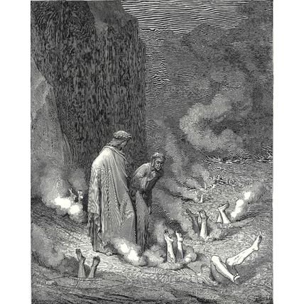 DANTE AND NICHOLAS III - INFERNO 1903 Gustave Doré- Alighieri ANTIQUE ENGRAVING