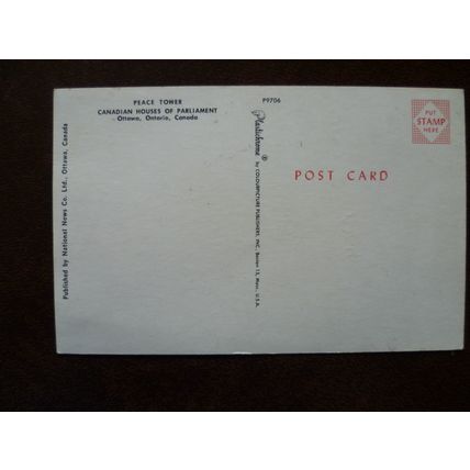 Canada Peace Tower Houses of Parliament Ottawa 1960s mint colour postcard