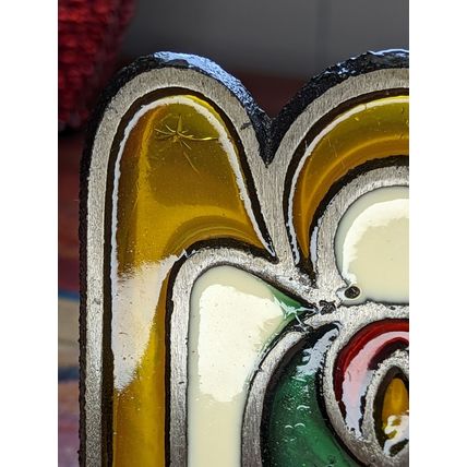 Vintage Iron Stained Glass Christmas Candle Holder Angel