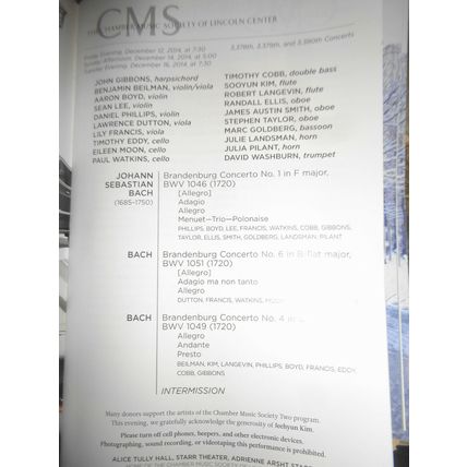 9 Chamber Music Sociery Playbills lot, 2014-15 Lincoln Center, NYC