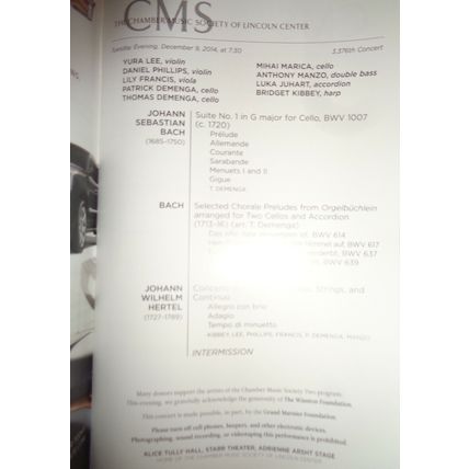 9 Chamber Music Sociery Playbills lot, 2014-15 Lincoln Center, NYC