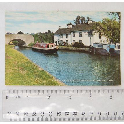 old postcard Blue Lias Inn, Stockton, Grand Union Canal