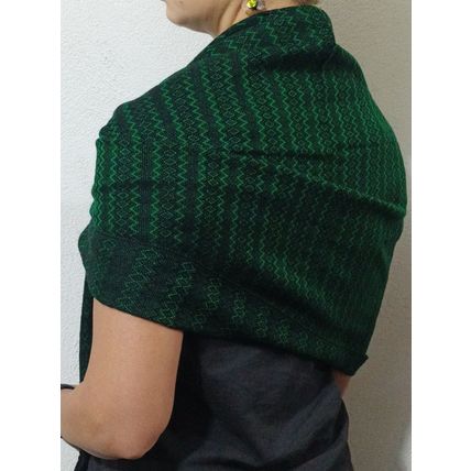 Elegant-Ultra-Soft-Lightweight **BLACK-GREEN** Traditional Rebozo Shawl Mexico