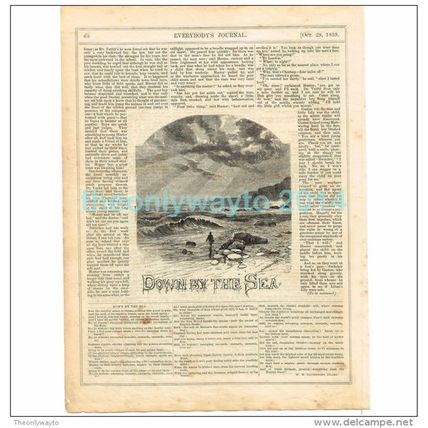 DOWN BY THE SEA, ILLUSTRATED POETRY, MAGAZINE ILLUSTRATION/PRINT, c1859
