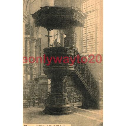 Anvers (Antwerp), Chaire de Verite Cathedrale St Paul, Belgium, 1910s, Postcard