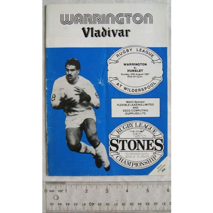 1987 programme Warrington v. Hunslet