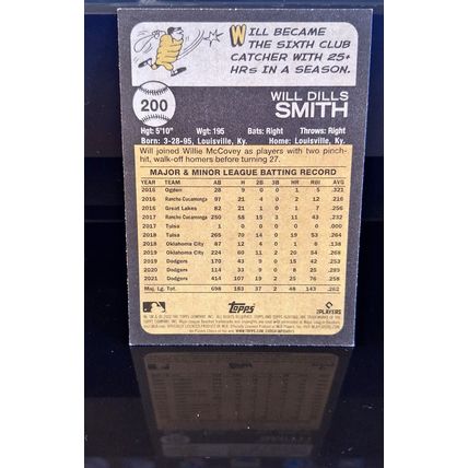 WILL SMITH 2022 TOPPS HERITAGE BASEBALL CARD #200