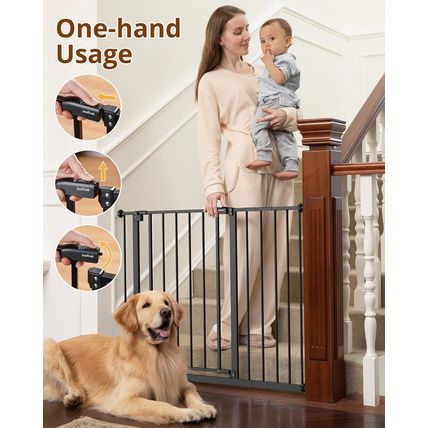 Innotruth 28.9-42.1" Wide Baby Gate for Stairs, 30" Tall Dog Gates for Doorways