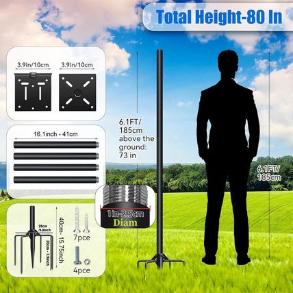 Qwayhome Upgrade 80In Smart Bird Feeder Pole, Outdoor Bluebird House Pole Mount
