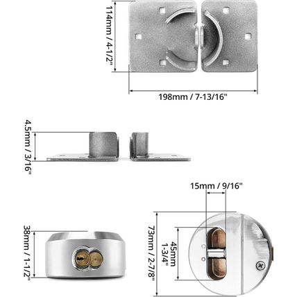 QWORK Heavy Duty Puck Lock and Hasp, 2 Pack High Security Steel Hidden Shackle K