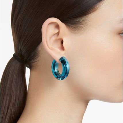SWAROVSKI Lucent Hoop, Statement, Round shape, Blue Earrings - NEW in Box