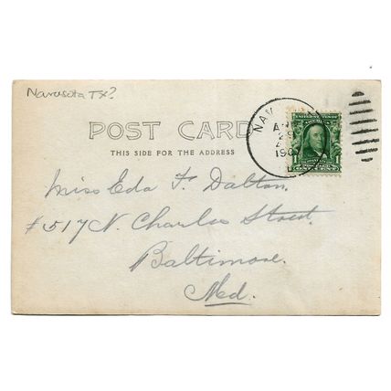 Postcard USA TX Texas unknown house building maybe Navasota ? RPPC posted 1907