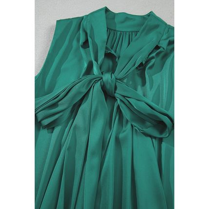 Evergreen Bow Tie Satin Shift Sleeveless Mini Dress