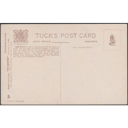 High Street, Stratford-on-Avon, Warwickshire, c.1905 - Tuck's Oilette Postcard