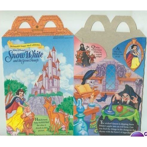 1993 McDonalds Disney's Snow White Castle Hide & Seek Happy Meal Box