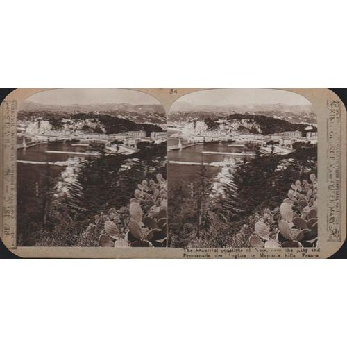 Vintage Stereoview Card - The Coastline of Nice, France - Realistic Travels