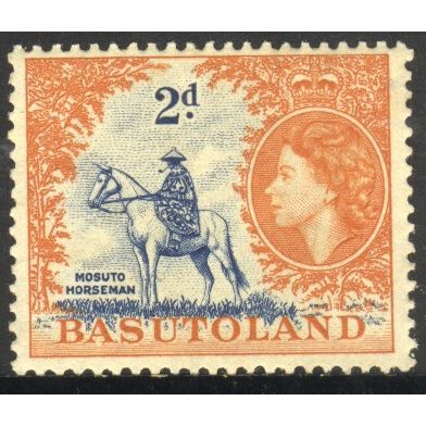Basutoland 1954 - SG45 - 2d blue/orange - Mosuto Horseman - MH