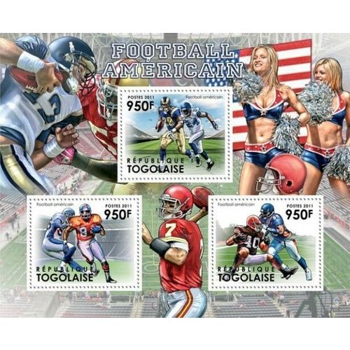 TOGO 2011 SHEET MNH AMERICAN FOOTBALL FUTBOL AMERICANO SPORTS DEPORTES 9