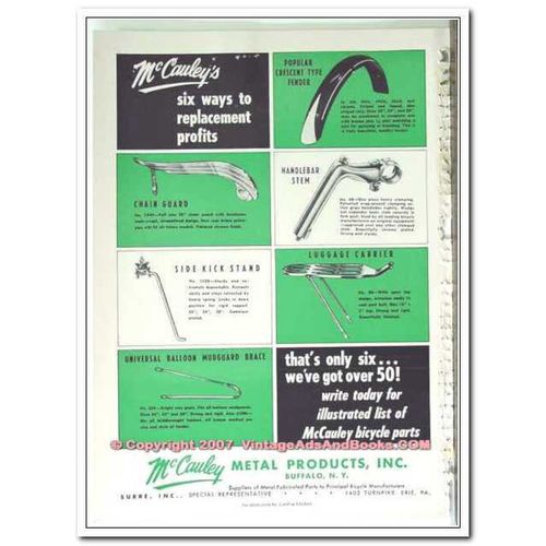 MCCAULEY METAL PRODUCTS 1963 profits six ways bicycle parts vintage ad