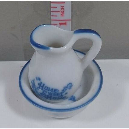 Vintage Miniature Home Sweet Home Pitcher and Bowl Set 1 inch very nice