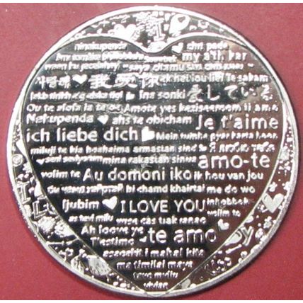 Love - Red Roses. Challenge Coin, Souvenir. Silver Tone. 80.
