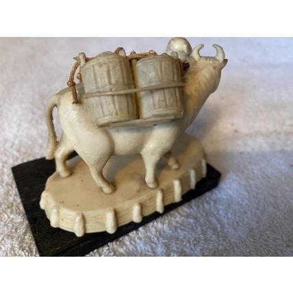 ORIENTAL Two Group Figurines Pre. 1939 Moulded White Plastic on Wood Base