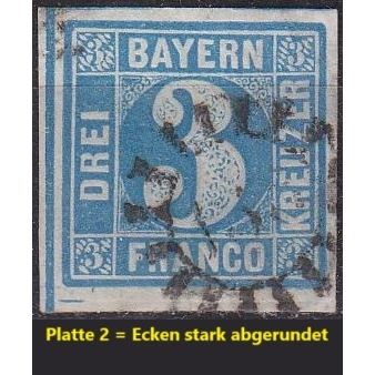 GERMANY Bayern Bavaria [1850] MiNr 0002 II P2 ( O/used ) [03]