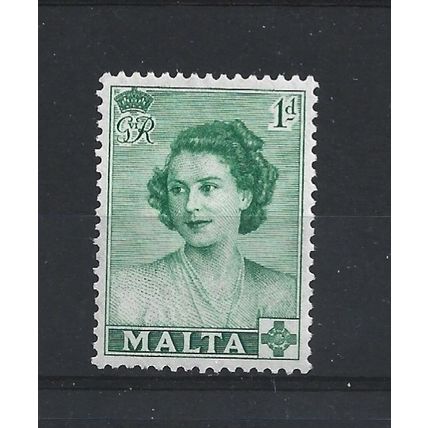 Malta.SG255 1d Queen Elizabeth when Princess (Green).Mounted Mint.Apr25d