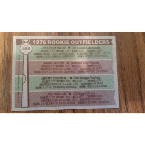 1976 Topps Card # 598 '76 Rookie Outfielders Very Good (3)