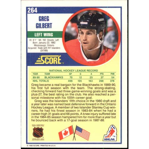 1990/91 Score Hockey Greg Gilbert