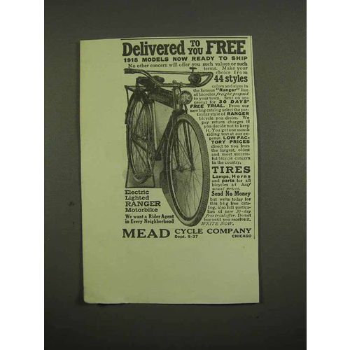 1918 Mead Electric Lighted Ranger Motorbike Ad