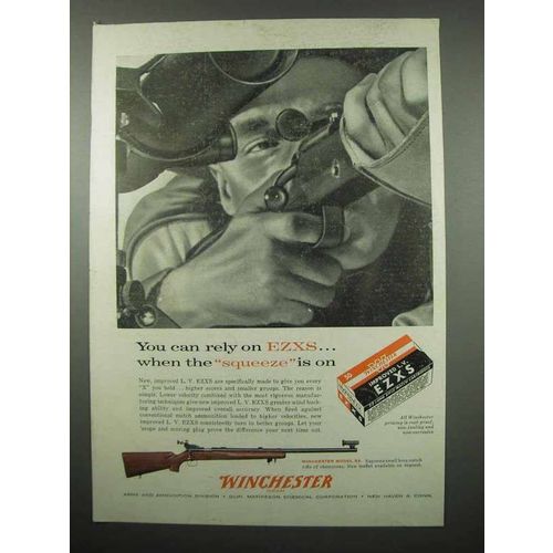 1955 Winchester Model 52 Rifle; L.V. EZXS Cartridges Ad