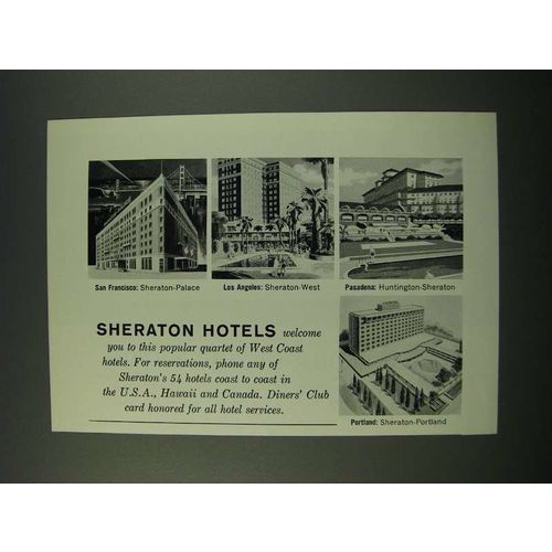 1959 Sheraton Hotels Ad - Sheraton-Palace, Sheraton-West, Sheraton-Portland