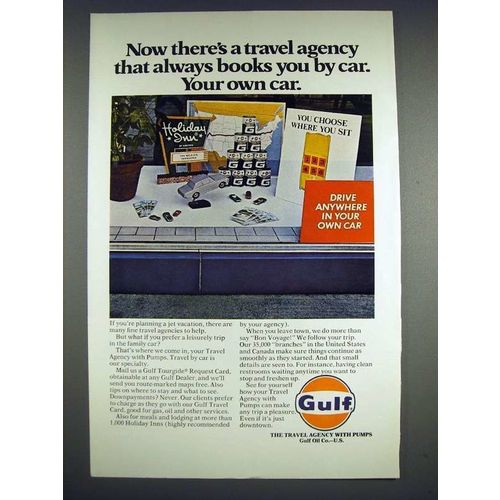 1969 Gulf Oil Ad - Travel Agency That Books By Car