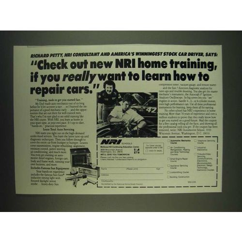 1985 NRI Schools Ad - Richard Petty - Check out new NRI home training