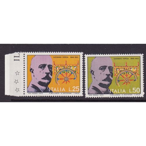ITALY 1972 50th DEATH ANNIV VERGA SET MNH SG1306-7