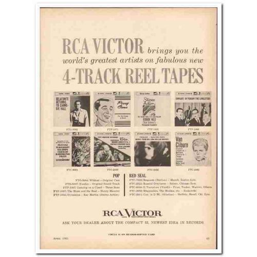 RADIO CORP AMERICA 1961 RCA 4-Track Reel tapes music vintage ad
