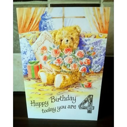 Age 4 Birthday Card - ( Teddy ) - 010