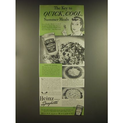 1939 Heinz Cooked Spaghetti Advertisement - recipe for Spaghetti with Mushrooms,