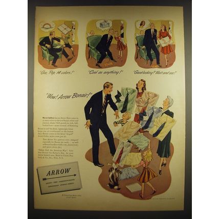 1941 Arrow Bonair Shirts Ad - Gee, Pop, 14 Colors! Cool as anything!