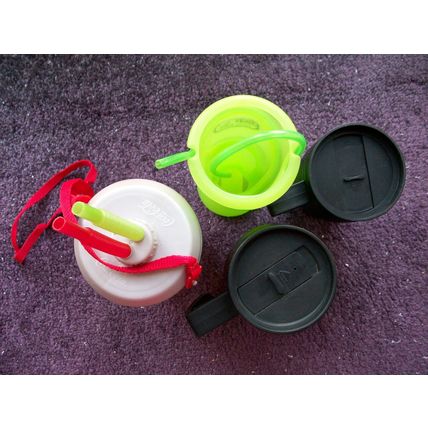 STAINLESS STEEL TRAVEL MUGS x 2 Coke SHARING CUP Odds Farm GREEN CUP **GC**