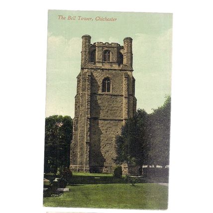 THE BELL TOWER, CHICHESTER, SUSSEX unused antique postcard by Valentine