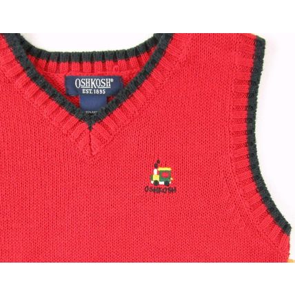 NWT OshKosh Boy's Red Train V-Neck Sweater Vest, 6-9M, 12M or 24M, $30