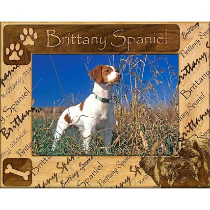 Brittany Spaniel Laser Engraved Wood Picture Frame (4 x 6)
