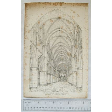 1877 lithograph St. Mary Overies Church, Southwark