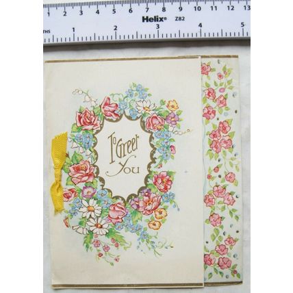 Vintage: Birthday card - To Greet You with flower circlet