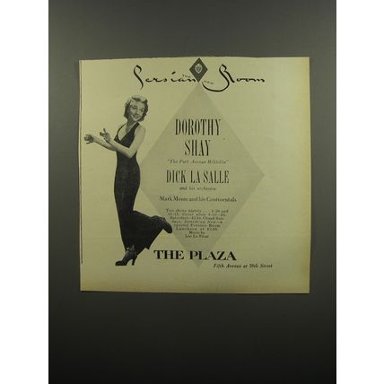 1951 The Plaza Hotel Advertisement - The new Persian Room Dorothy Shay