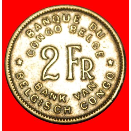 SOUTH AFRICA 1946-1947:BELGIAN CONGO★2 FRANCS 1946 UNCOMMON★LOW START★NO RESERVE