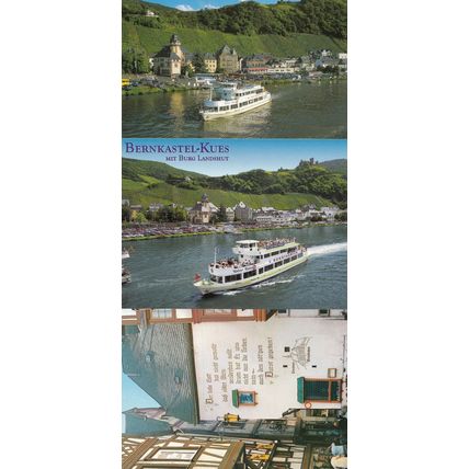 Bernkastel Kues Mit Burg Landshut German Ferry Rundfahrter Rare Ship 3x Postcard