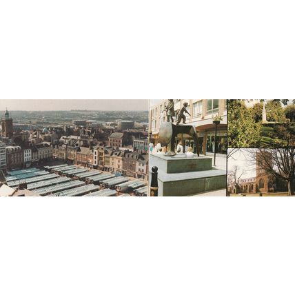 Northampton Market Church Aerial View 2x Postcard s